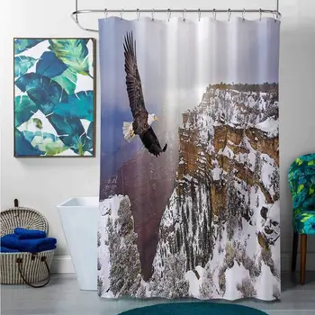 

bathroom decor sets with shower curtains and s Wildlife Decor,Aerial View of Bald Eagle Flying in Snowy Grand Canyon Rocky