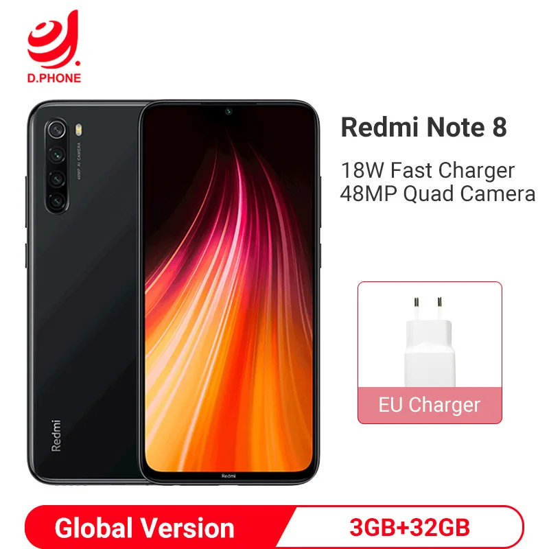

Global Version Xiaomi Redmi Note 8 3GB 32GB Smartphone Snapdragon 665 Octa Core 48MP Quad Camera 6.3" 4000mAh 18W Fast Charge