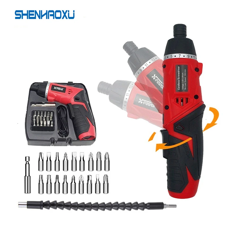 3 6v Lithium Battery Electric Screwdriver Rechargeable Adjustable Multi Function Cordless Drill Power Tools Led With pcs Bits Electric Screwdrivers Aliexpress
