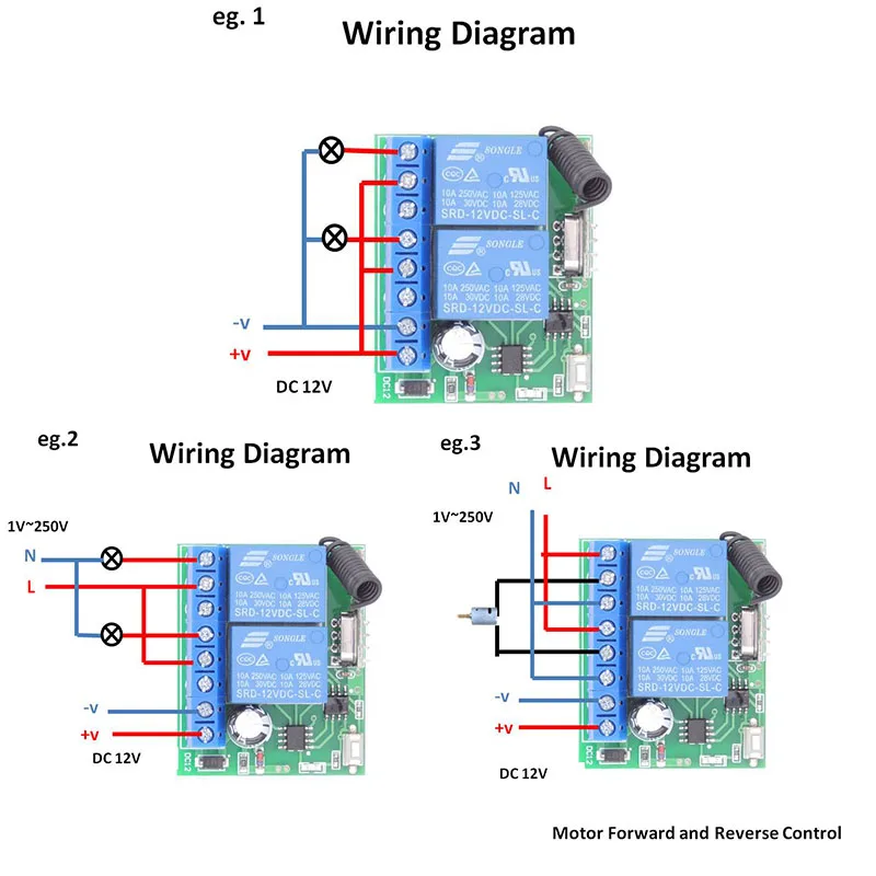 DC12V 10Amp 2CH 2 банды 433 МГц rf переключатель дистанционного управления беспроводной релейный приемник для гаража \ освещения \ электрического управления дверью