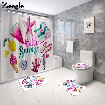 

Modern Style Bath Mat and Shower Curtain Set Non-slip Bathroom Carpet Set Absorbent Bathroom Carpet Rugs Bathroom Floor Mat