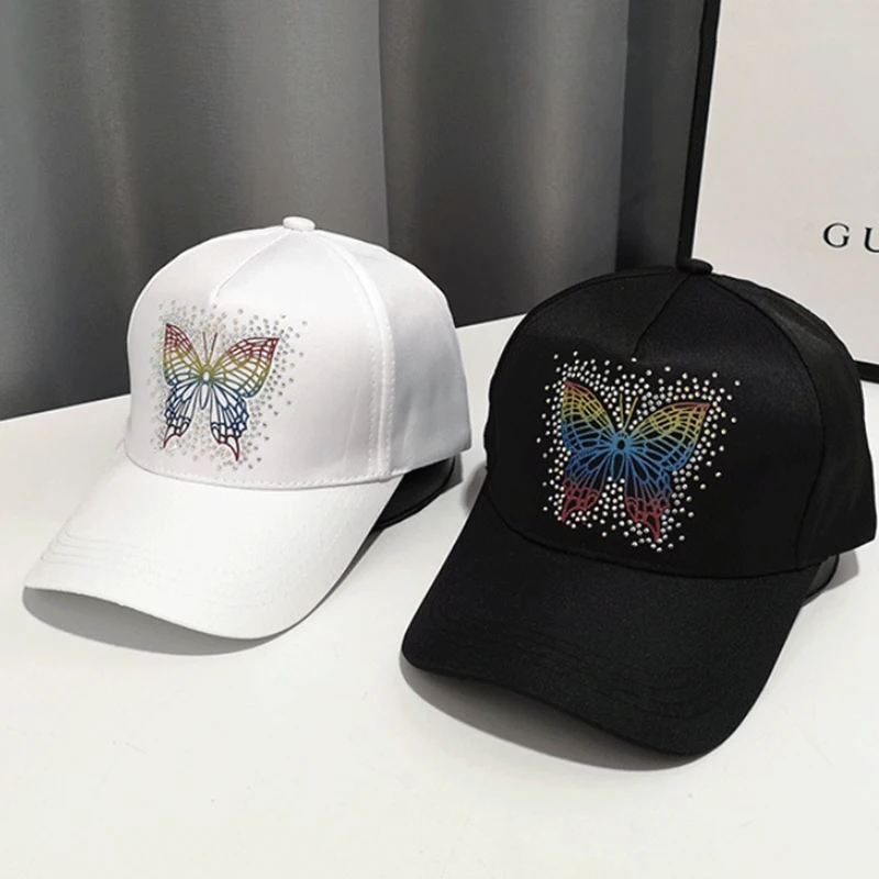 

Baseball cap women butterfly shiny cap snapback bone hip-hop cap