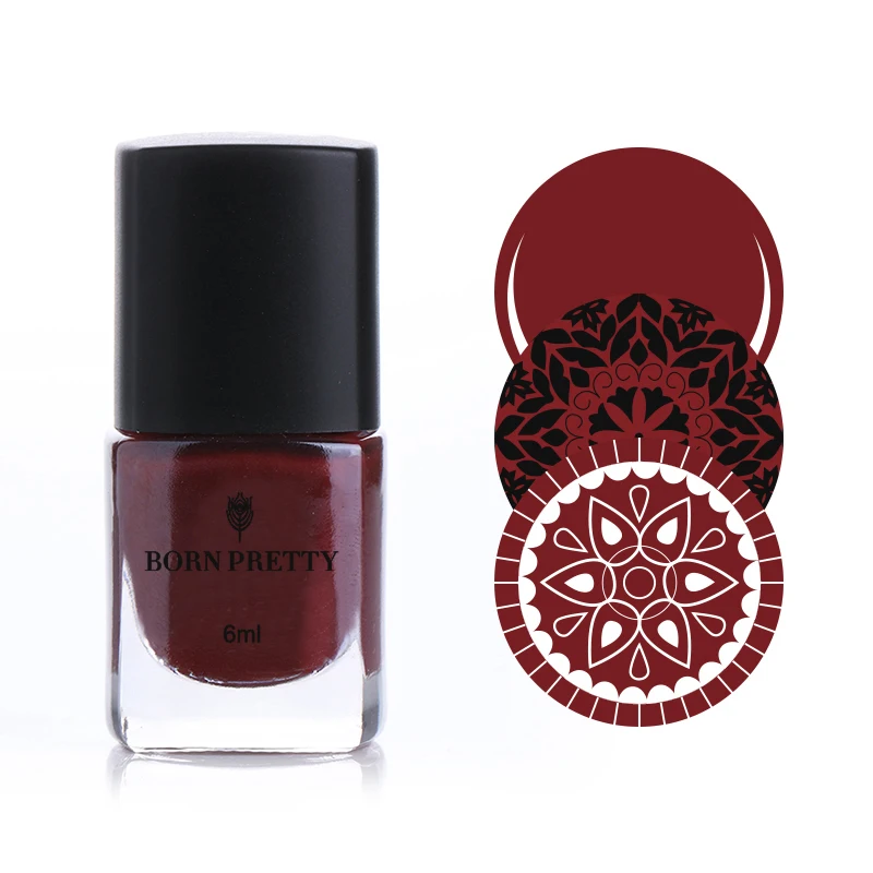 6ml 2 BORN PRETTY, яркие цвета, лак для ногтей, тиснение, черный, сладкий стиль, штамп для ногтей, пластина, лак для печати изображений, маникюрный лак, 15 мл, 6 мл - Цвет: 6ml 2