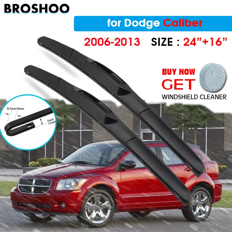 

Car Wiper Blade For Dodge Caliber 24"+16" 2006-2013 Auto Windscreen Windshield Wipers Blades Window Wash Fit U Hook Arms