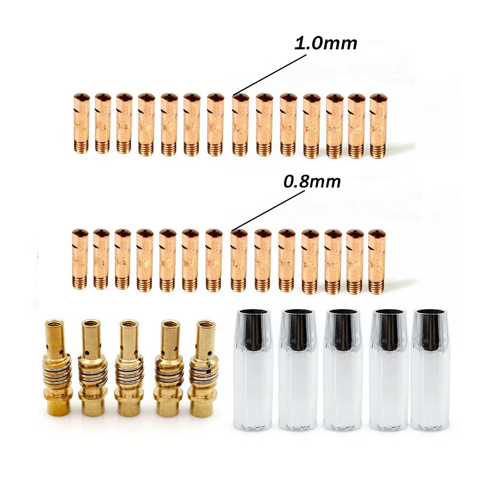 38PCS/Set Welding Accessories 15Ak Mig Contact Tip + Shroud Nozzle Holder MB15 MIG Torch Consumables Parts | Инструменты