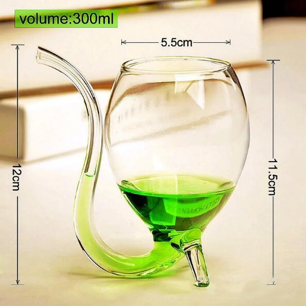 Creative Goblet Glass Mug with Straw for Cold Drink Home Use and Party Night Bar Drinking Wine Glass Juice Glass Squirrel Cup