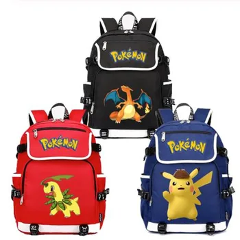 

Detective Pikachu Charizard Bookbag 15.6 inch laptop backpack for Women Men School Bag Female Male Travel Mochila