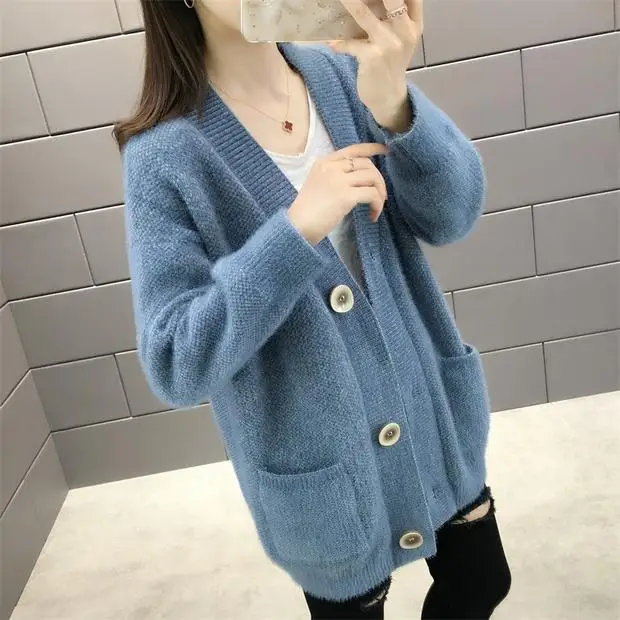 Blusas De Inverno Feminina, новинка 9270, зимний длинный вязаный кардиган с карманами, 66-1/F, 11 ряд, 5 полок