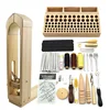 New DIY Leather Craft Tool Set Wood Leathercraft Hand Stitching Clamp Leather Punching Tools Storage Box Carving Saddle Groover ► Photo 2/6