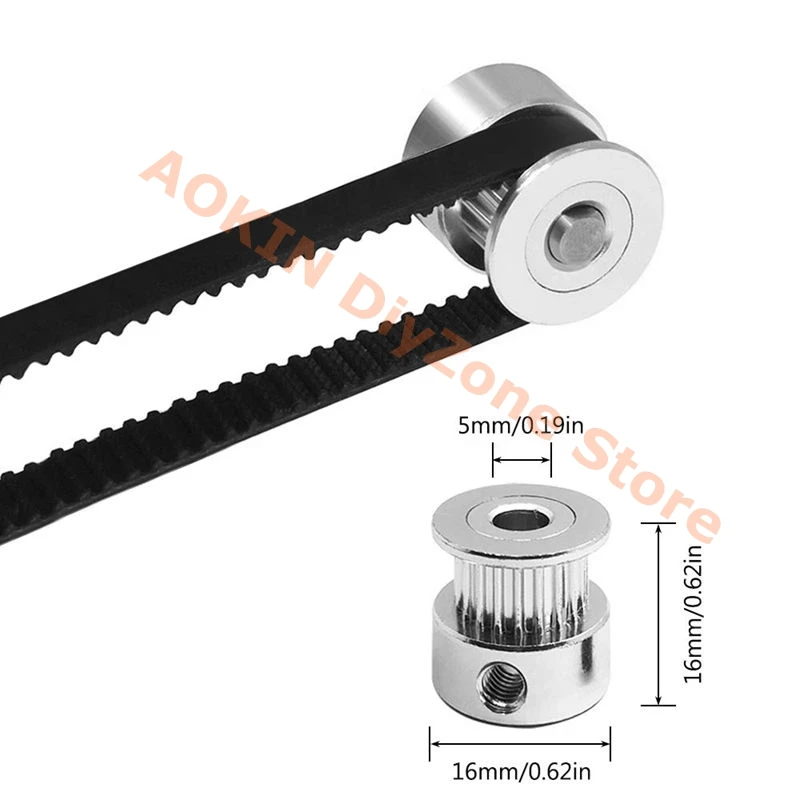 Correia Dentada mm de Largura Mais Pcs 20 Dentes mm Furo Roda Polia Mais Pcs Mola Tensora com Allwrench para Impressora 3d e Cnc 5m Gt2 - Imagem 2