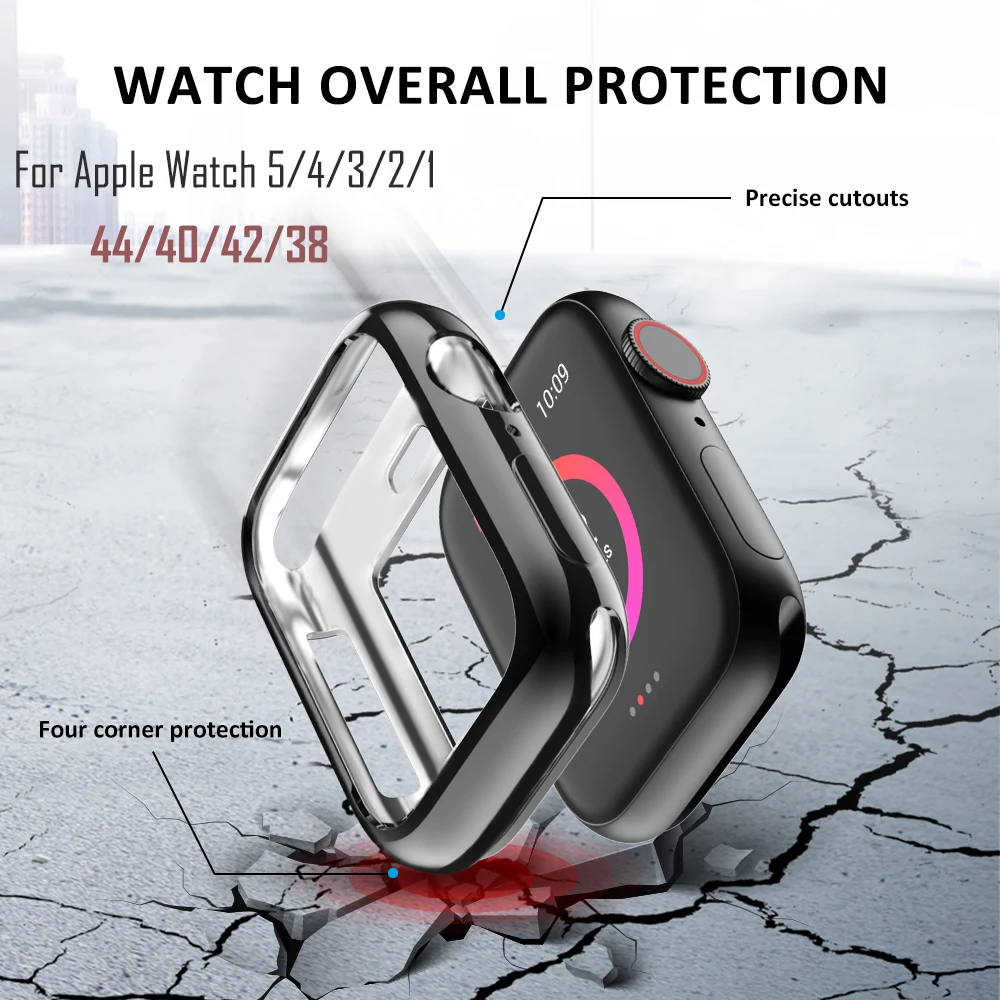 Чехол бампер из мягкого ТПУ для Apple Watch Band 5 4 3 2 1 защитный чехол iWatch 44 мм 40 42 38