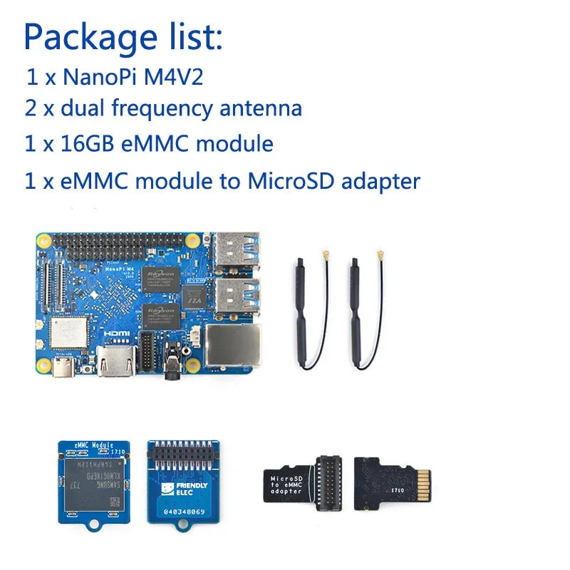 FriendlyARM NanoPi M4 V2 4 Гб DDR3 Rockchip RK3399 SoC 2,4G и 5G двухдиапазонный WiFi+ Bluetooth 4,1 поддерживает Ubuntu Android - Цвет: Зеленый