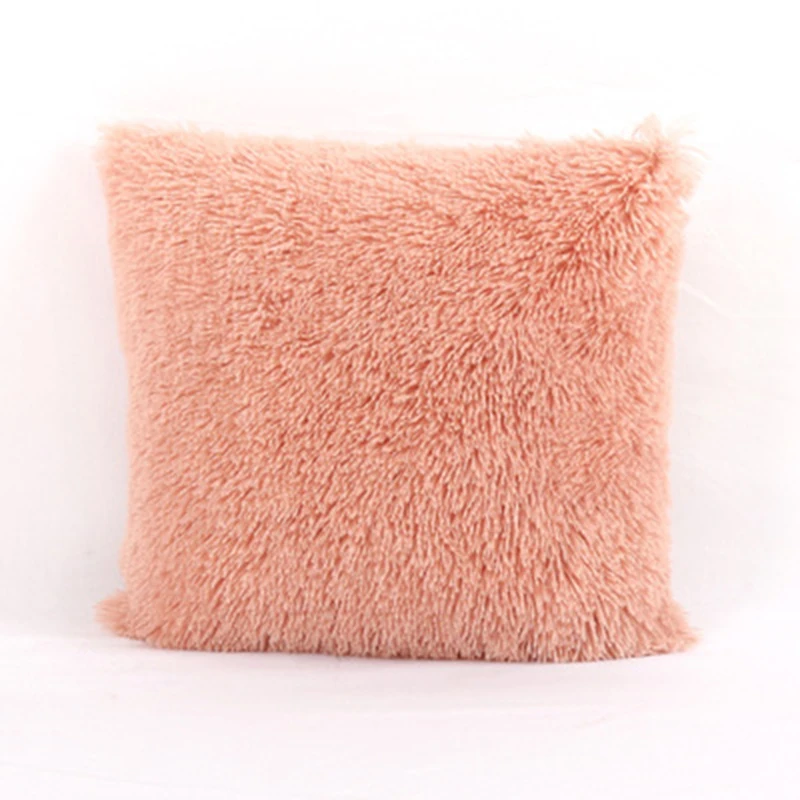 

Fluffy Faux Fur Sofa Cushion Cover Cozy Plush Pillow Case Chair Bedroom Decor