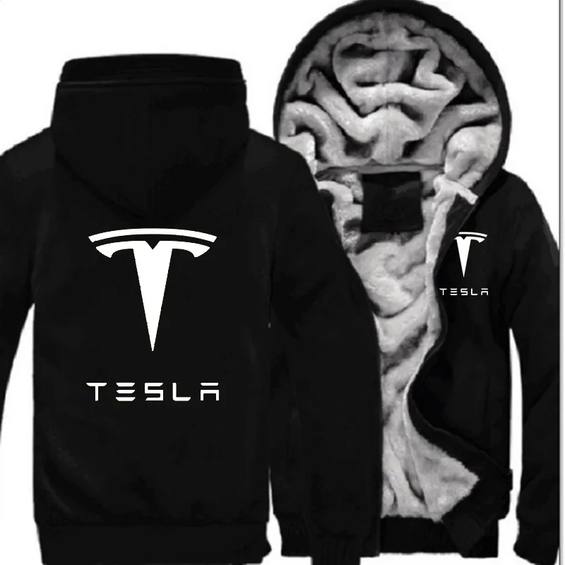 Новинка, толстовки на молнии, мужские, утепленные, Tesla Motors, фирменный логотип, дизайнерская, белая, с принтом, толстовка, спортивное пальто, мужская повседневная верхняя одежда, куртки