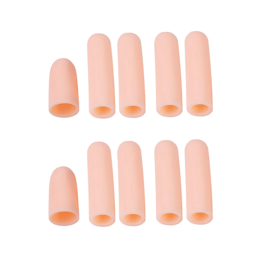 10pcs Multi-Purpose Gel Thumb Cover Protector Sleeves Finger Cots Tubes Caps for Cracked Fingertips Toe Hammer Skin Care