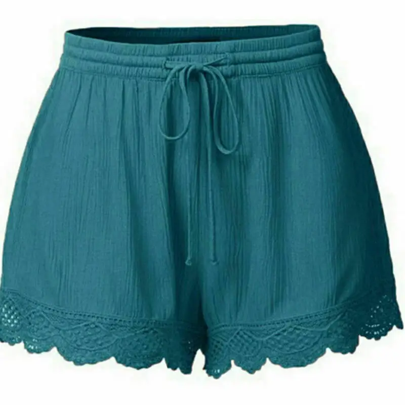 Новые летние шорты женские повседневные короткие брюки женская спортивная одежда свободные хлопковые льняные брюки плюс размер L-5XL - Цвет: Синий