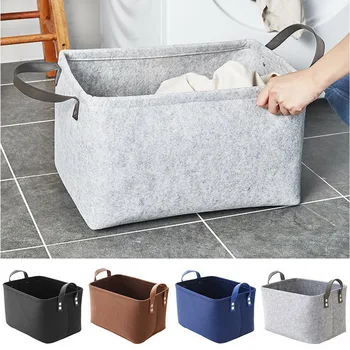 

Foldable Felt Storage Basket Storage Bin with Carrying Handles Toy Organizer Multifunctional Storage Basket