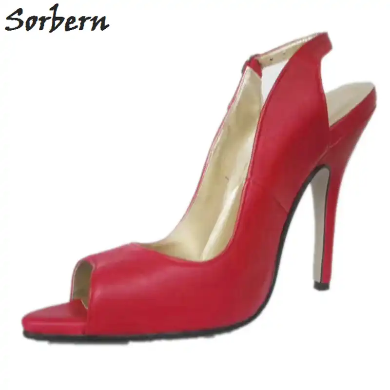 red small heel shoes