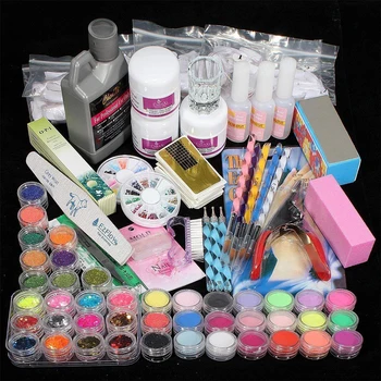 

Manicure Tools Set 500Pcs White French Nail Tips 120ml Crystal Liquid Carved-Flower Powders Nail Sequins Gifts Show As Retails