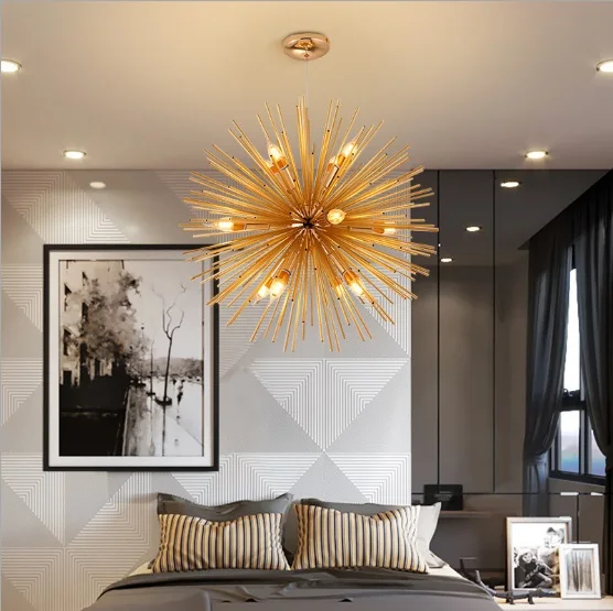 

New postmodern light luxury simple dandelion crystal stair branch bar LED chandelier lighting restaurant light