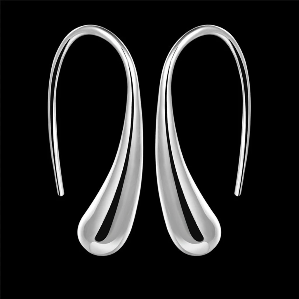 Women Fashion Jewellery silver color Earrings Teardrop Drop Hoop Earrings Ear Stud