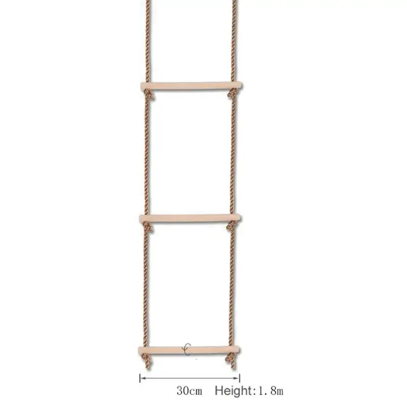 Wooden Rope Ladder Multi Rungs Safe Sports Rope Swing Swivel Rotary Connector Tools Children Activity Climbing Game Toys