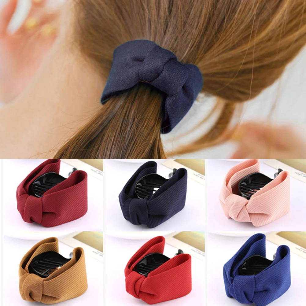 hair clips for women Korean Style Ladies Sweet Bow Hair Claw Elegant Women Solid Banana Crab Clips Ponytail Hold Girl Cute Casual Hair Accessories pink hair clips