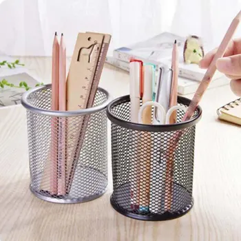 

Iron Net Cylindrical Pen Holder Rustproof Metal Iron Net Round Pen Holder Iron Net Office Round Pen Holder