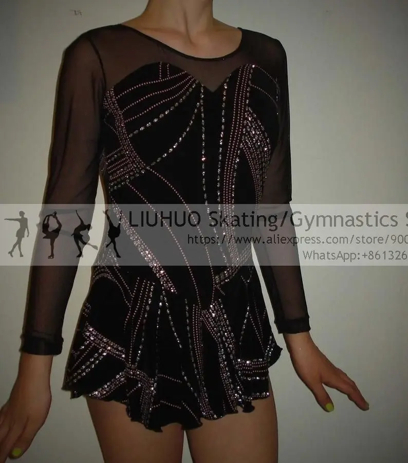 

Figure Skating Dress Girls Women Competition Costumes New Design Children Long Sleeves Performance Wear Rhythmic Dance Leotard