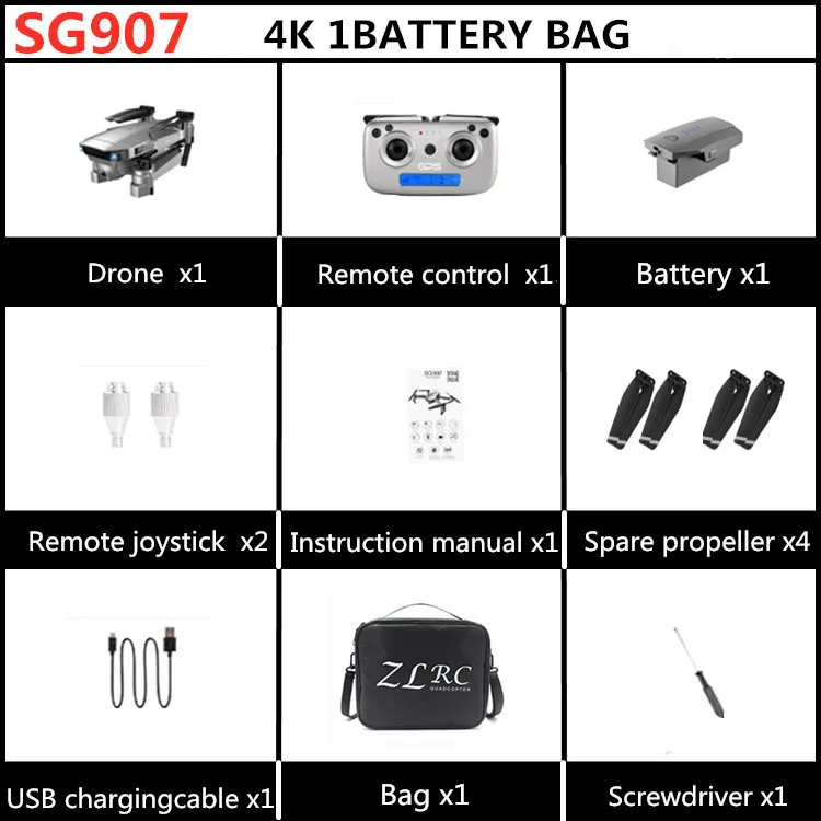 SG907 gps zangao com 4 K hd камера угловая 5g wifi FPV RC Квадрокоптер Профессиональный видеорегистратор дроны e520s e58 - Цвет: 4K GPS 1BB