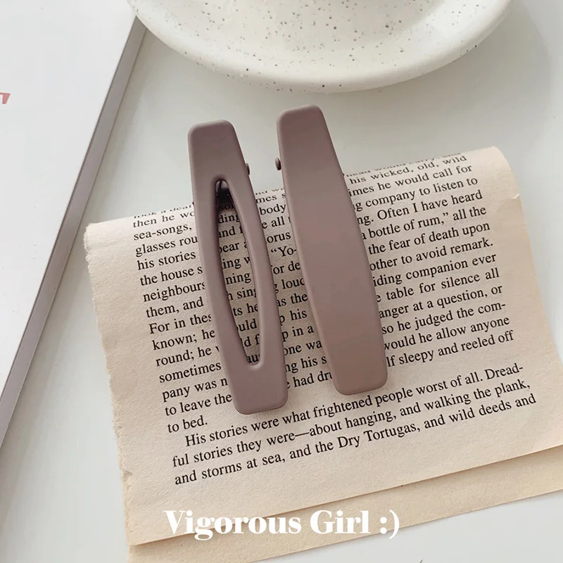 2pc Milk coffee clip 2PC Korea Macaron Color Hair Clips Acrylic Barrettes Geometric Hollow Matte Hair Clips For Girls Women Hair Accessories - Metal color: 2pc Milk coffee clip