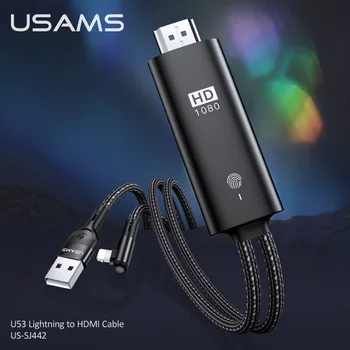 

USAMS Lightning to HDMI Converter USB HDMI HD 4K Cable for iPhone 11 8 X Max iPad to HDMI TV AV Adapter Projector Display HDTV