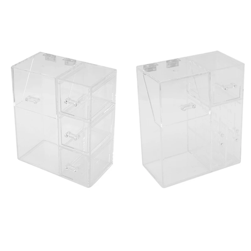 Acrylic Makeup Organizer Cosmetic Holder Tools Storage Box Brush Accessory With Cover | Дом и сад