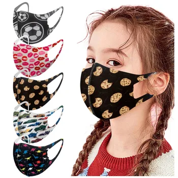 

5pcs Kids Printed Ice Silk Mask To Protect Against Dusts And Haze Mask Reusable Washable Breathable Maks Maschera