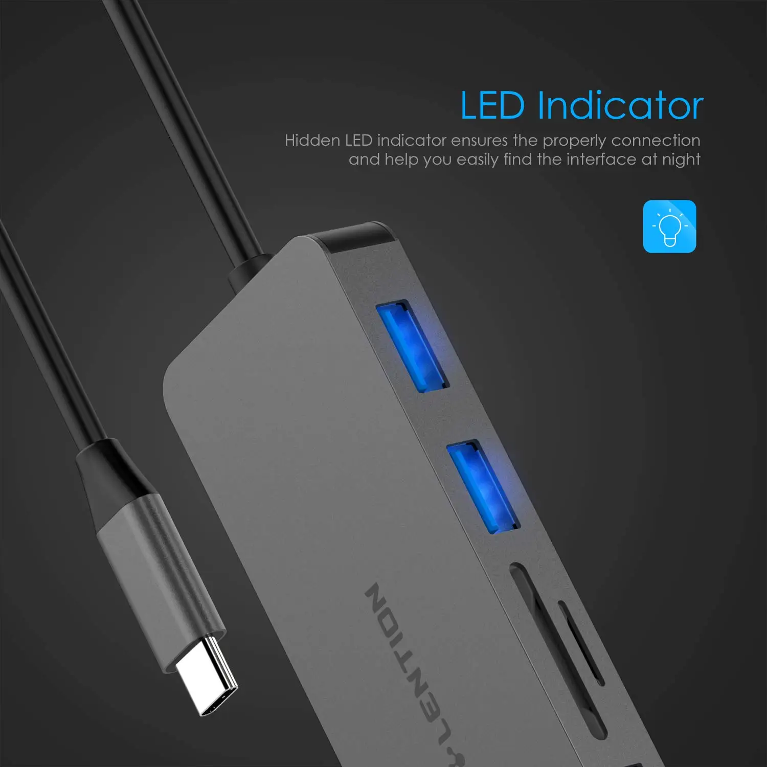 USB C Hub with 4K HDMI 3 USB 3 0 SD TF Card Readers for MacBook 3