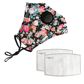 

Adult Floral Print Facemask Face Cover Activated Carbon Filter Paper Set Unisex Washable Reusable Mouth-muffle Mascarillas