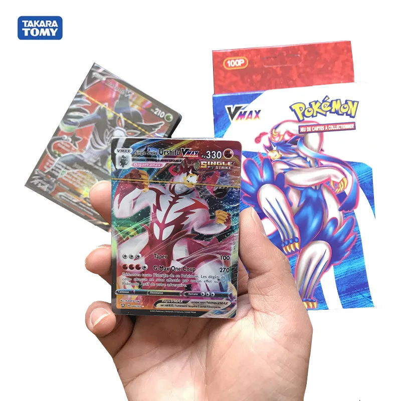 Vmax-Tarjeta Pokemon versión francesa, amplificador de tarjeta de colección de cajas, 60v, 40Vmax, 100 Uds.