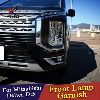

For Mitsubishi Delica D5 2019 2020 Front Head Lights Lamp Decoration Cover Trim Car Accessories ABS Chrome