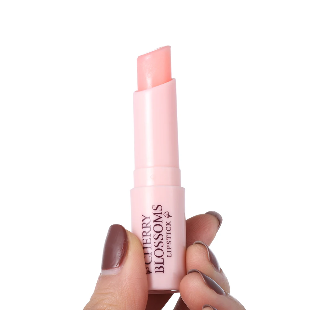 1Pc Cherry Blossoms Change Color Lipbalm Moisturizing Lip Balm Repair Wrinkles Makeup Lipsticks Long-lasting Women Gift Dropship