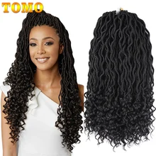 TOMO Faux locs CURLY, вязанные крючком волосы, 20 дюймов, 24 корня, Омбре, синтетические плетеные волосы для наращивания, бордовые, черные, красные, коричневые