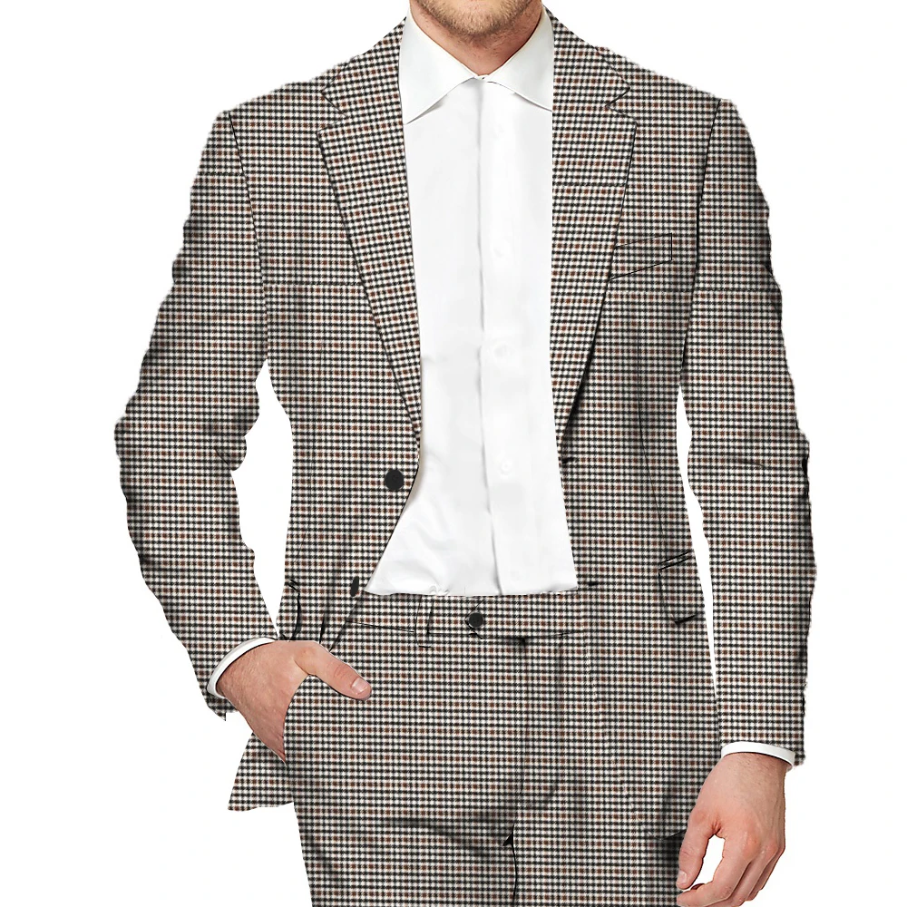 Men Business Leisure Suit Black and White Houndstooth Vintage Wedding Groom Dress Formal Dinner Tuxedo Office Set(Blazer+Pants