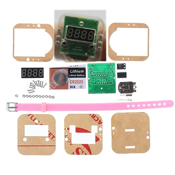 

Smart Watch Electronic DIY LED Production Kit Circuit Board Parts Shake Electronic Watch Kit Clock Digital Tube Watch