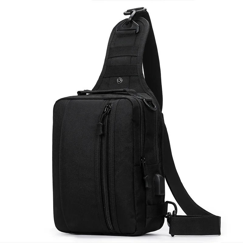 black Многофункциональная уличная сумка с USB, мужская и женская камуфляжная сумка на плечо, Диагональная Сумка через грудь, тактический рюкзак, четыре рюкзака - Цвет: black
