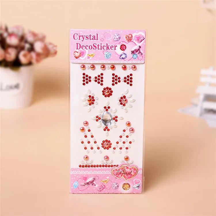 7   Acrylic Diamond 3d Stickers Diy Handmade Mobile Phone Shell Crafts Stickers Children's Sticker Shape Hand-Paste Rhinestone Sticker Jewelry Accessories