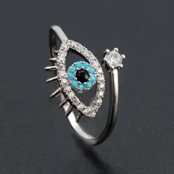 Blue Evil Eye модное кольцо открытие лучшие друзья Регулируемый Серебряный Цвет кубический циркониевый женские перстни ювелирные изделия