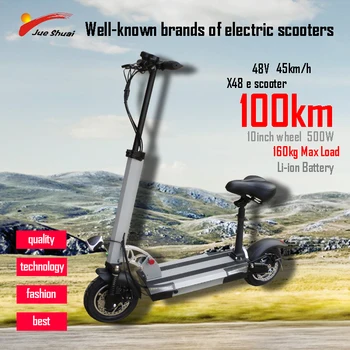 

Long distance 120km Electric Scooter 10inch Motor Wheel Great Adult kick Li Battery e scooter folding patinete 48V500W electrico