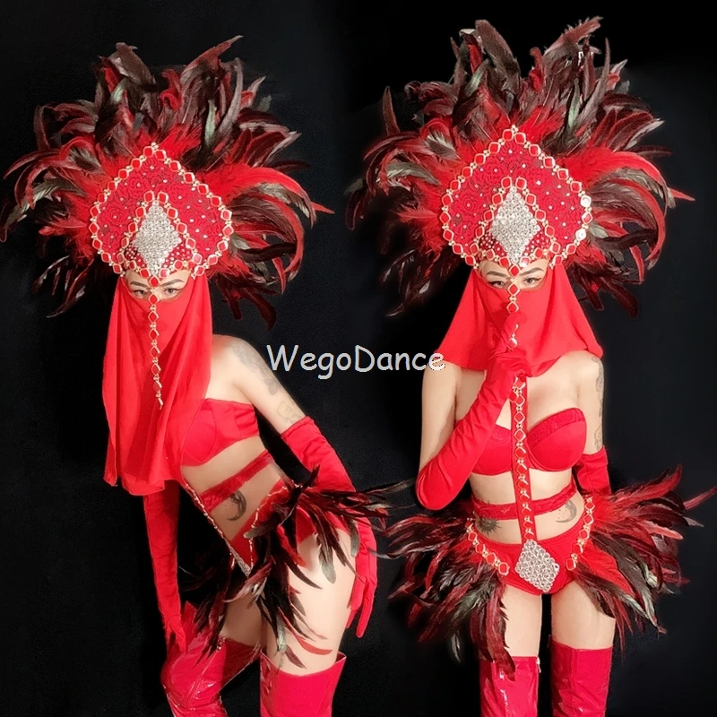 Bar Ds Costumes Nightclub Ds New Year Sexy Gogo Lead Dancer Clothing Feather Bikini