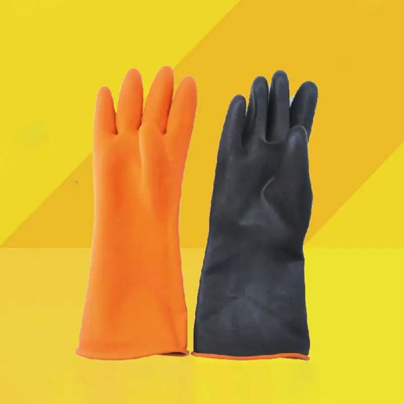 14 Inch Heavy Duty Latex Gloves Chemical Resist Strong Acid Alkali Oil Industrial Safety Work Protective Long Gauntlets Mittens