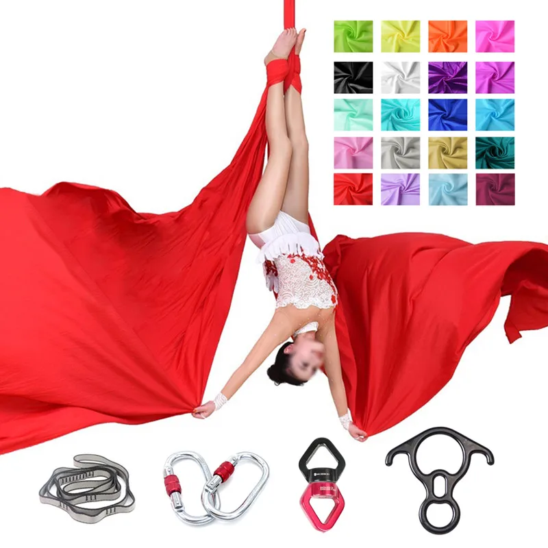 

15Yards/13.7m Yoga Aerial Silks set for Acrobatic Flying Dance hammock swings yoga swing trapeze inversion fly air therapy