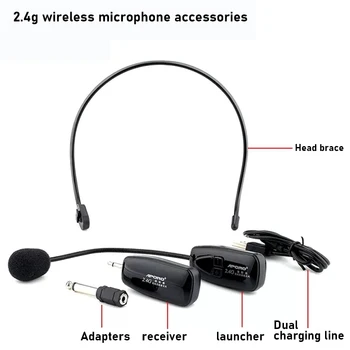 

Fashion Voice Amplifier 2.4G Wireless Microphone Headset Megaphone For Radio Loudspeaker Teaching Meeting With 6.5mm Adapter New